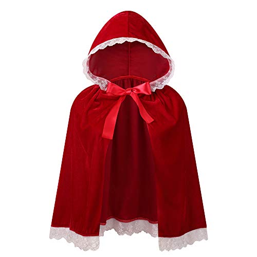 LMYOVE Little Red Riding Hood Cloak for Girls - Kids Halloween Costume & Christmas Cape - Perfect for Dress-Up, Storybook Play, and Holiday Parties