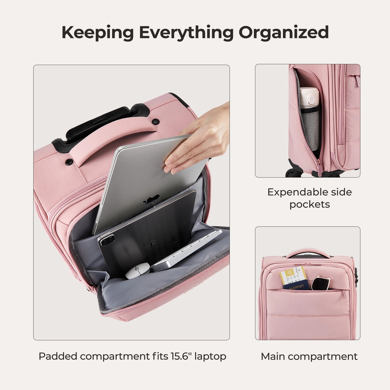 Bagsmart 16-Inch Personal Item Carry-On Luggage - Perfect for Air Travel, Weekend Getaways & Business Trips