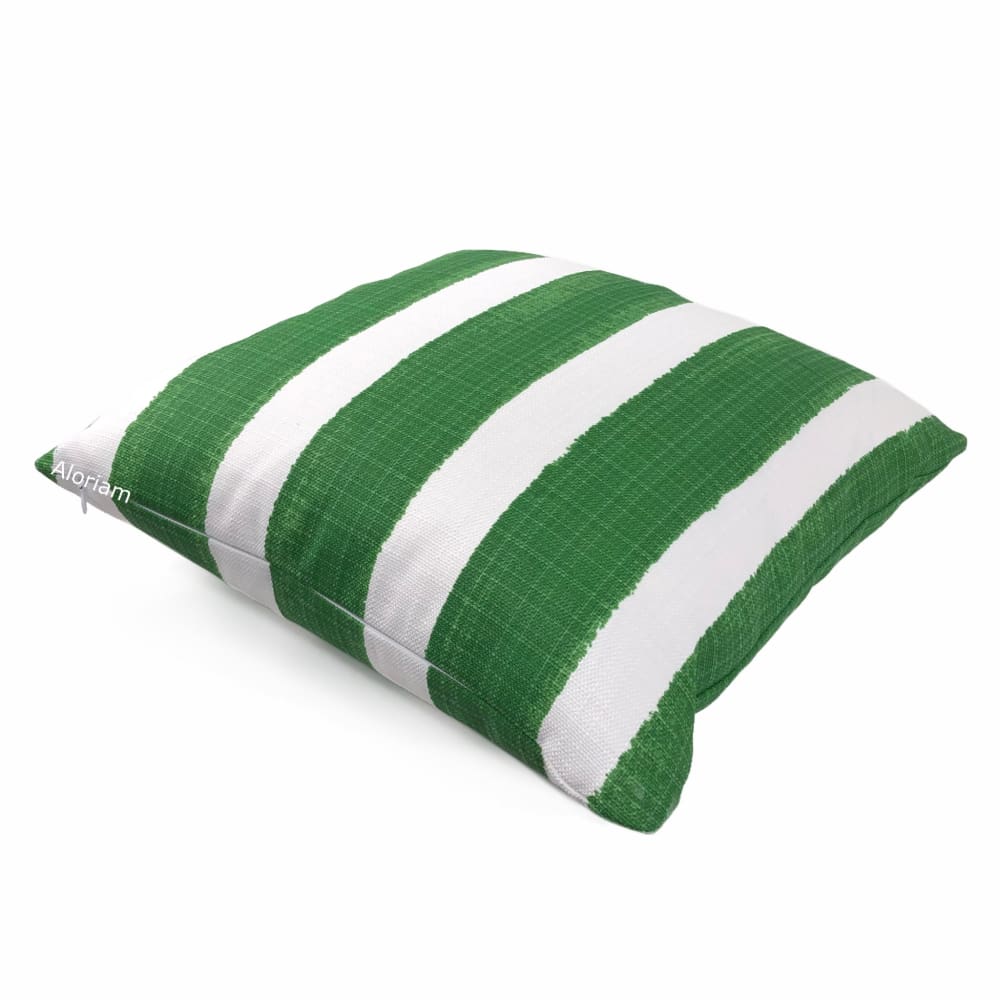 Ethan Green White Stripe Pillow Cover - Indoor & Outdoor Decorative Cushion Case for Sofa, Patio, Garden, and Porch