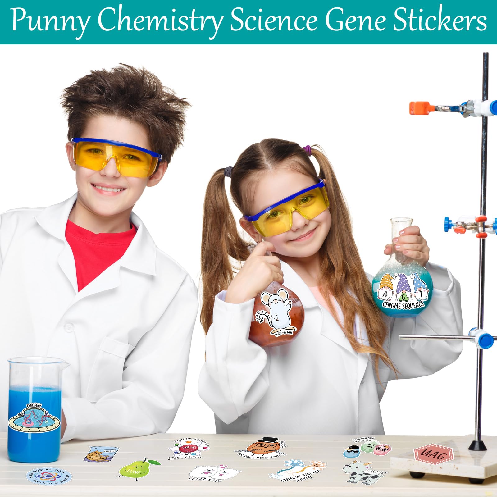 500 Pcs Funny Science Stickers - Chemistry & Biology Decals for Water Bottles, Laptops, Phones, Notebooks & Luggage - 25 Unique Designs for Kids & Adults - Perfect for School, Lab, Office & Travel Decor