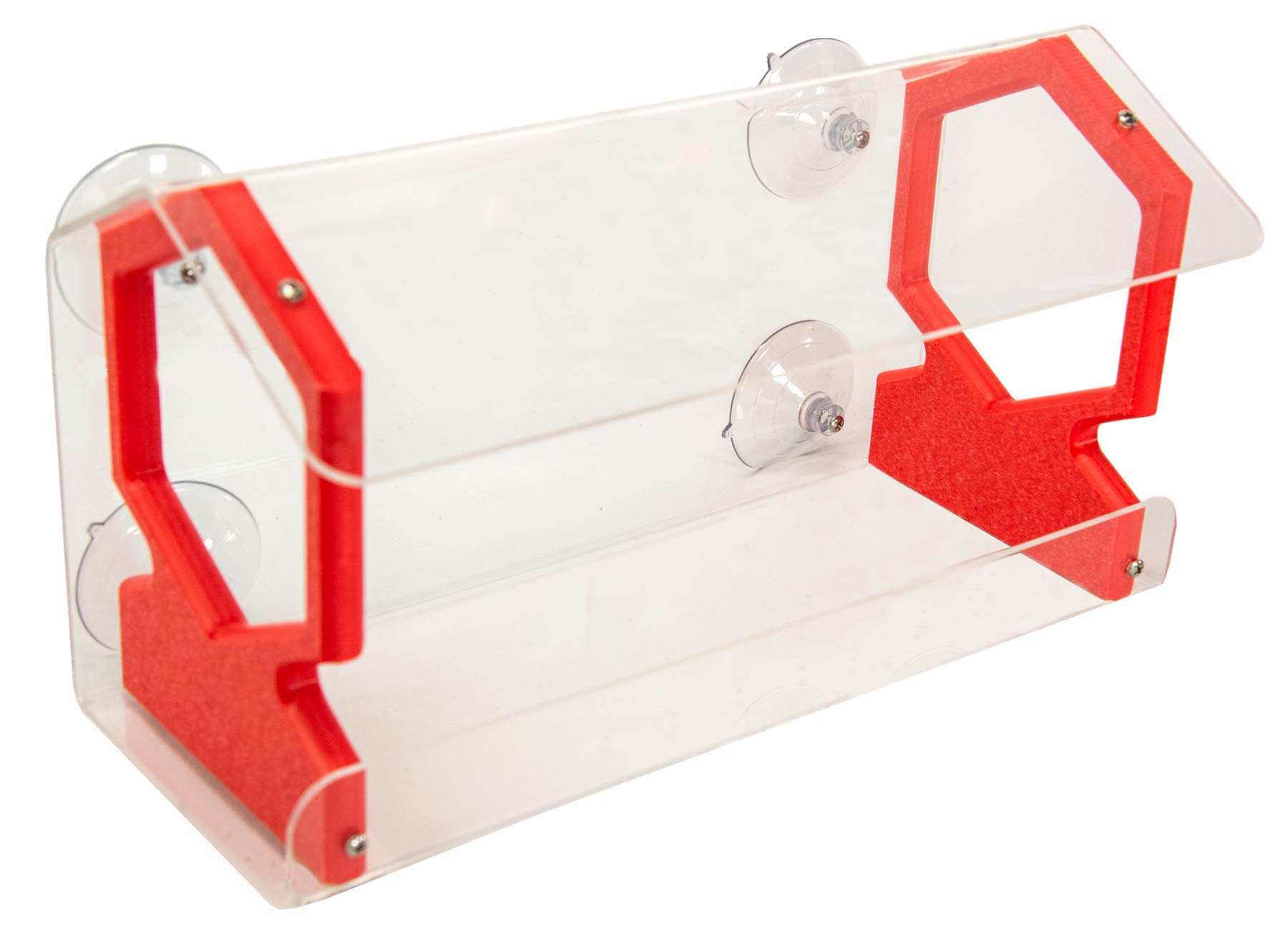 JC's Wildlife Geometric Diner 13-Window Bird Feeder - Easy to Clean & Fill, Holds 4 Cups of Seed - Clear Acrylic Window Bird Feeder with Strong Suction Cups (Red) - Perfect for Bird Watching at Home, Office or Garden
