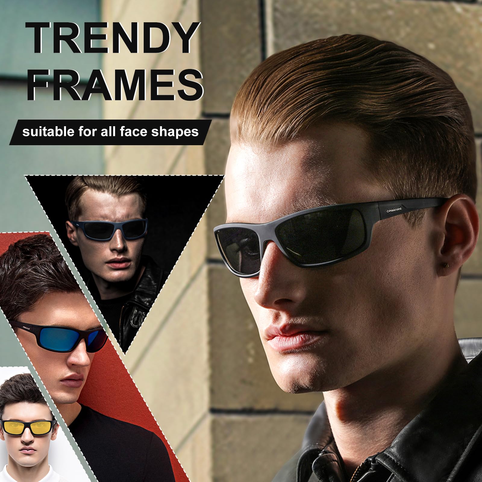 Polarized Sport Sunglasses for Men - Matte Finish, Mirror Lens, UV Protection - Perfect for Running, Cycling & Outdoor Activities