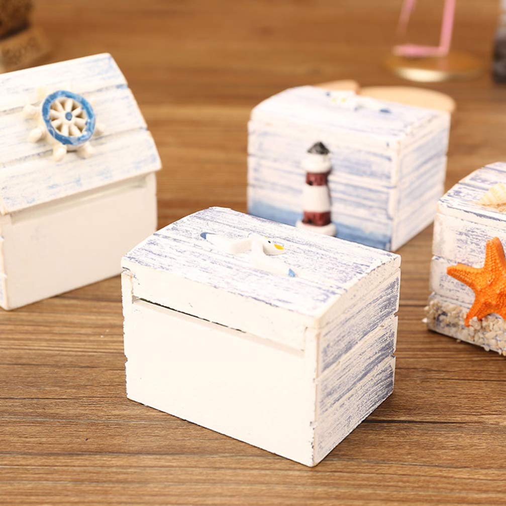 LIOOBO Wooden Jewelry Box Organizer - Mediterranean Nautical Style Storage Case for Rings, Necklaces & Earrings | Perfect for Home, Office & Travel Accessories Organization