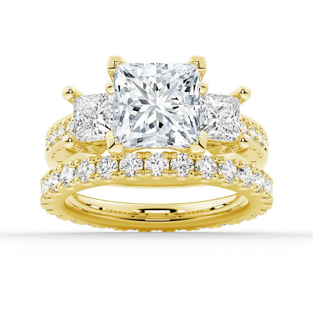 Princess Cut Three Stone Moissanite Engagement Ring for Women - Elegant Wedding Proposal Jewelry Gift for Brides, Anniversaries & Special Occasions