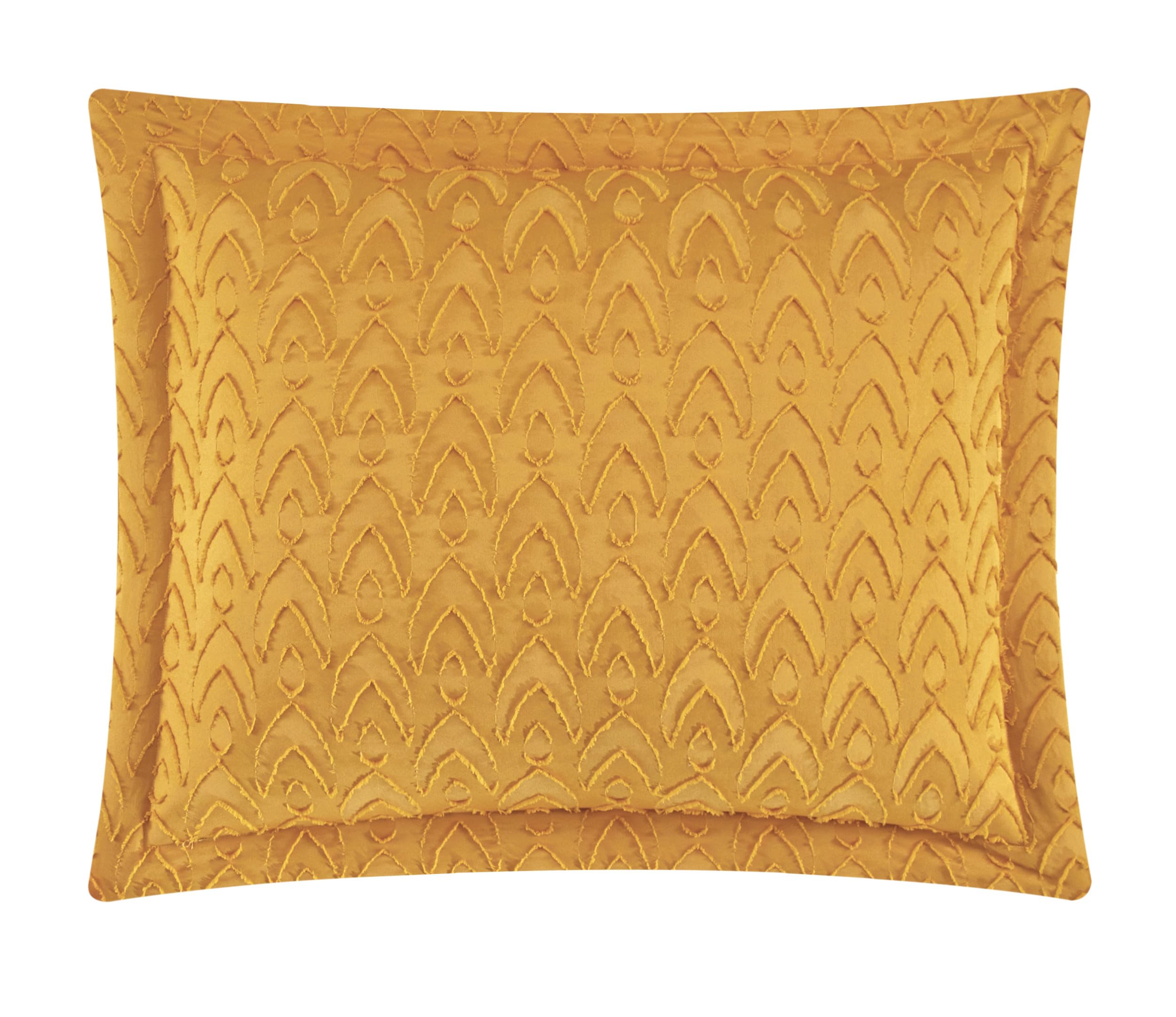 Chic Home Reign 5-Piece King Size Comforter Set - Jacquard Geometric Pattern Bedding with Decorative Pillow Shams, Mustard Yellow | Perfect for Master Bedroom, Guest Room & Luxury Home Decor
