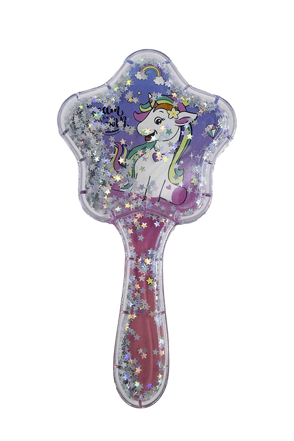 SIYAA Glitter Transparent Soft Hair Brush for Kids - Gentle Detangling Brush for Boys and Girls, Perfect Birthday Gift (Pack of 1) - Ideal for Daily Hair Care, Travel, and Home Use