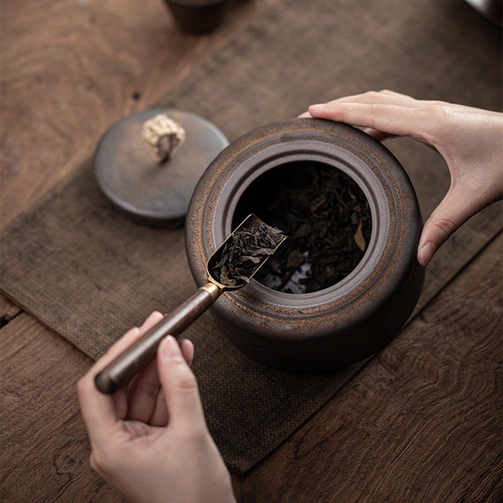 Handmade Japanese Coarse Pottery Tea Caddy - Authentic Ceramic Tea Storage Canister for Matcha, Loose Leaf & Herbal Teas | Perfect for Tea Ceremonies, Home Decor & Gift Giving