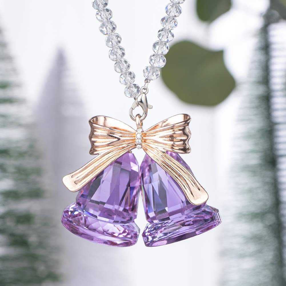 Purple Crystal Double Bell Ornament - Christmas Home Decor for Tree & Gift