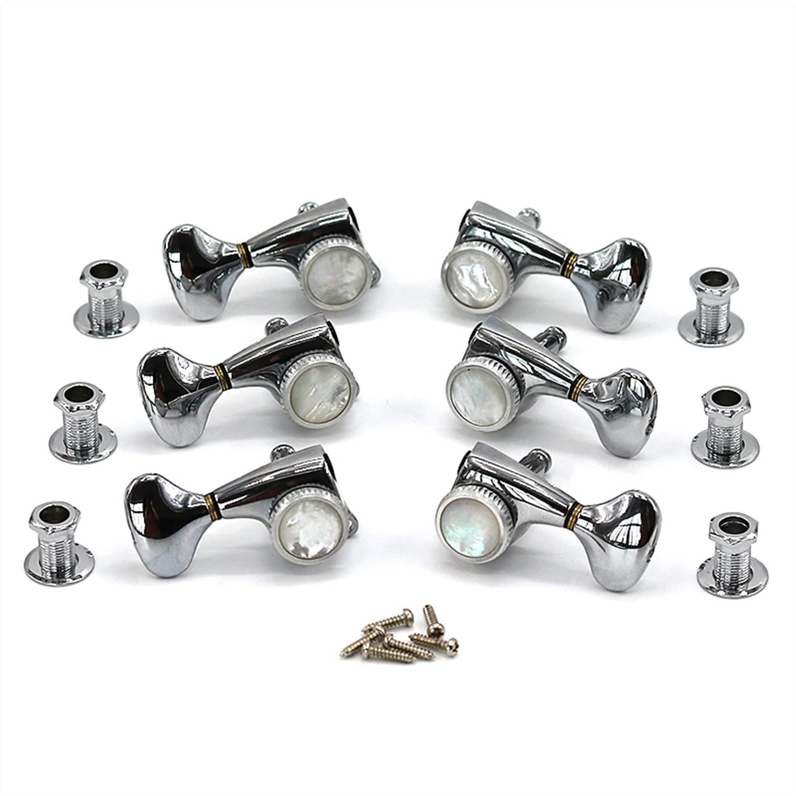 Premium Guitar Tuning Pegs - Gold & Silver Closed/Open String Knobs with Abalone Inlay for Folk & Electric Guitars - Locking Fishtail Design (Color: 5) - Perfect for Stage Performances, Studio Recording & Guitar Maintenance