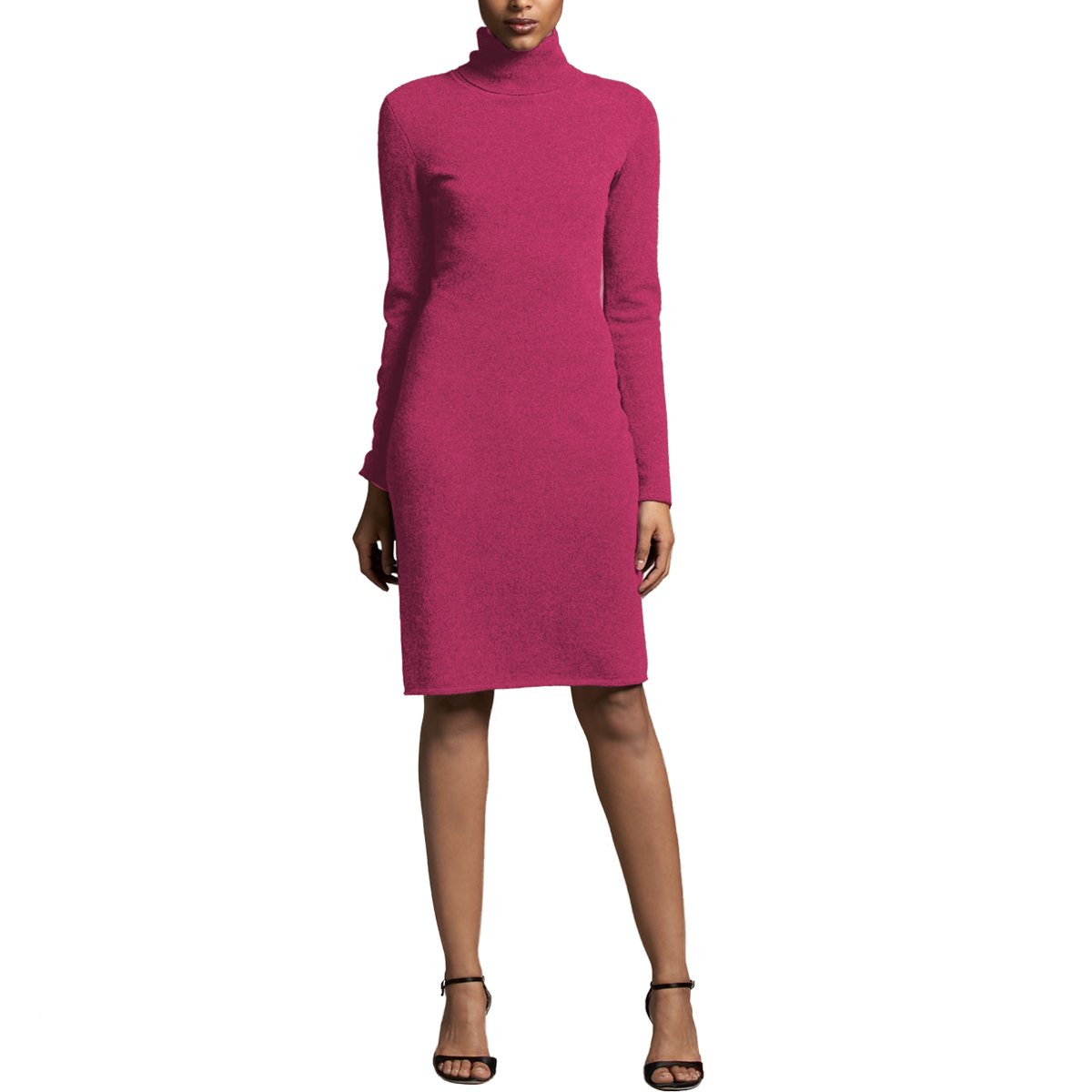 Parisbonbon Women's 100% Cashmere Turtleneck Sweater Dress in Soft Pink - Size 5X - Warm & Cozy Winter Outfit for Office, Date Night & Holiday Parties