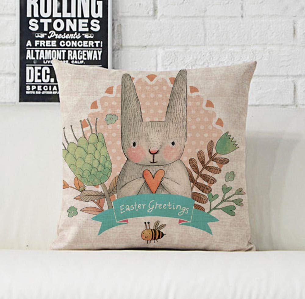Cartoon Animal Linen Sofa Pillow - Mushroom Rabbit Design, 45x45cm - Perfect for Office, Car, Bed & Nap - Soft Cushion for Back Support & Comfort