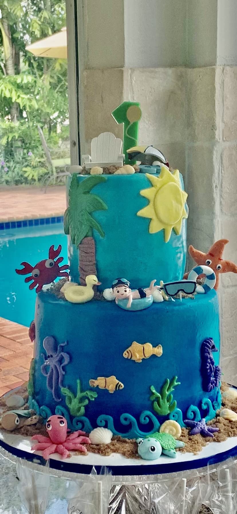 Swimming Pool Cake Topper & Beach Cake Decoration - Summer Birthday Party Supplies for Pool Parties, Beach Themed Cakes, and Summer Celebrations
