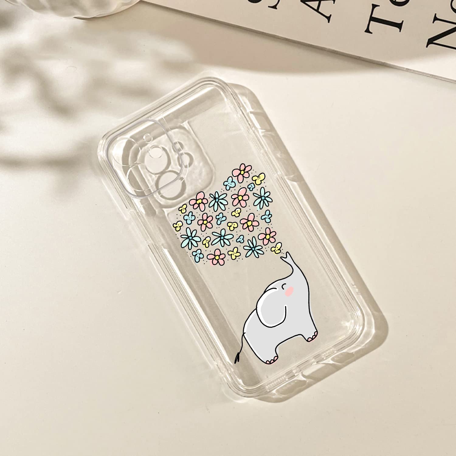 Heart Elephant iPhone 12 Case - Cute Aesthetic Shockproof Protective Phone Cover for Women & Girls | Perfect Gift for Birthday, Valentine's Day & Everyday Use