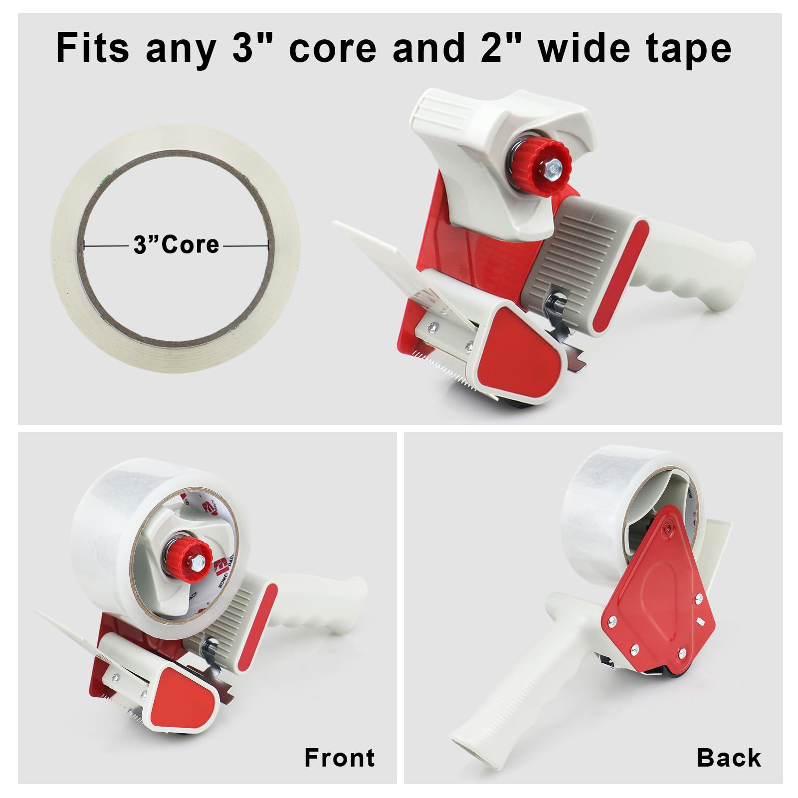 BOMEI PACK Heavy Duty 2 Inch Packaging Tape Dispenser Gun - 2 Pack Handheld Tape Dispenser for Packing, Shipping & Moving Boxes - Ideal for Warehouse, Office & Home Use