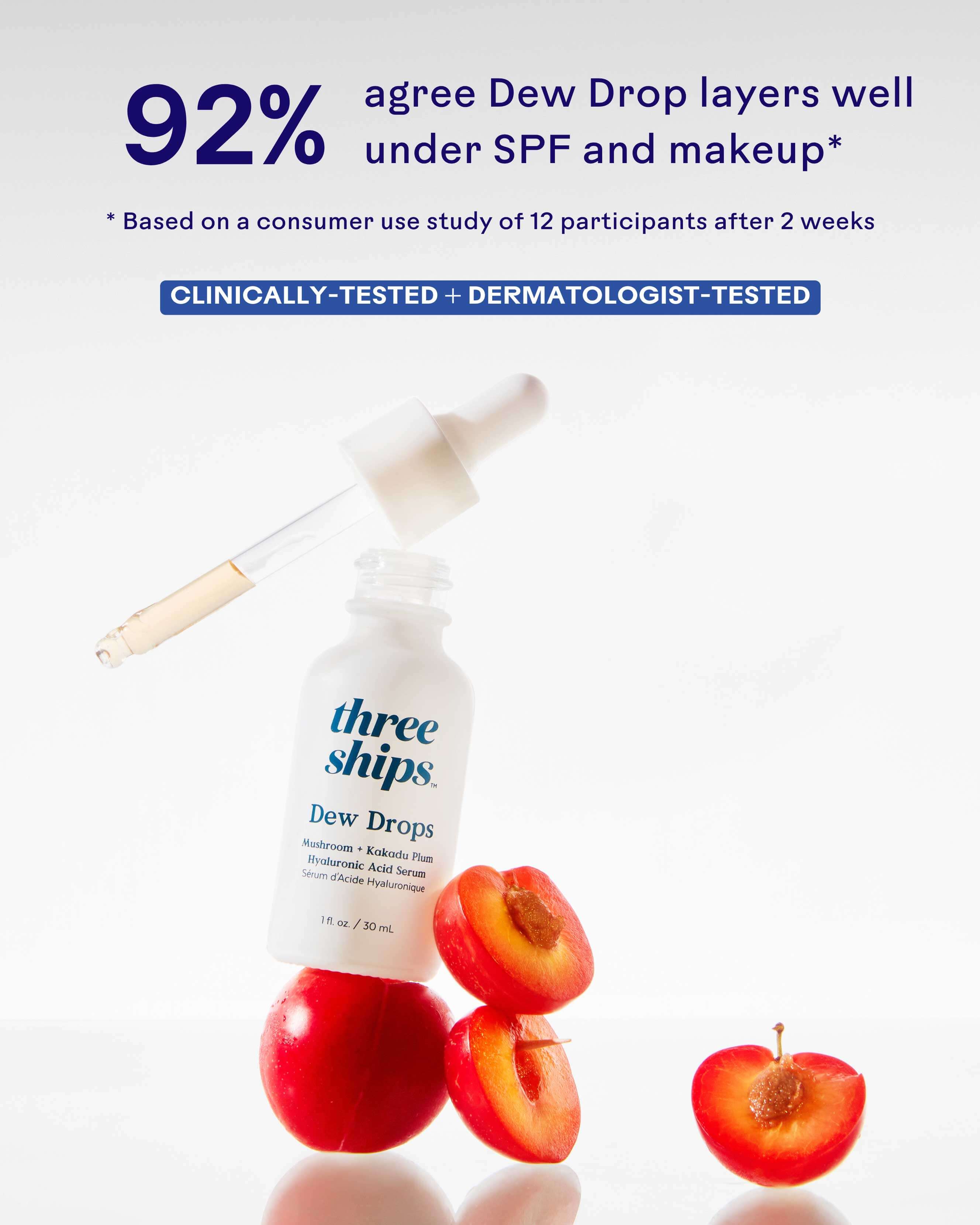 Dew Drops Mushroom Hyaluronic Acid + Vitamin C Serum for Face - Hydrating & Brightening Anti-Aging Facial Treatment - Perfect for Dry Skin & Nighttime Skincare Routine