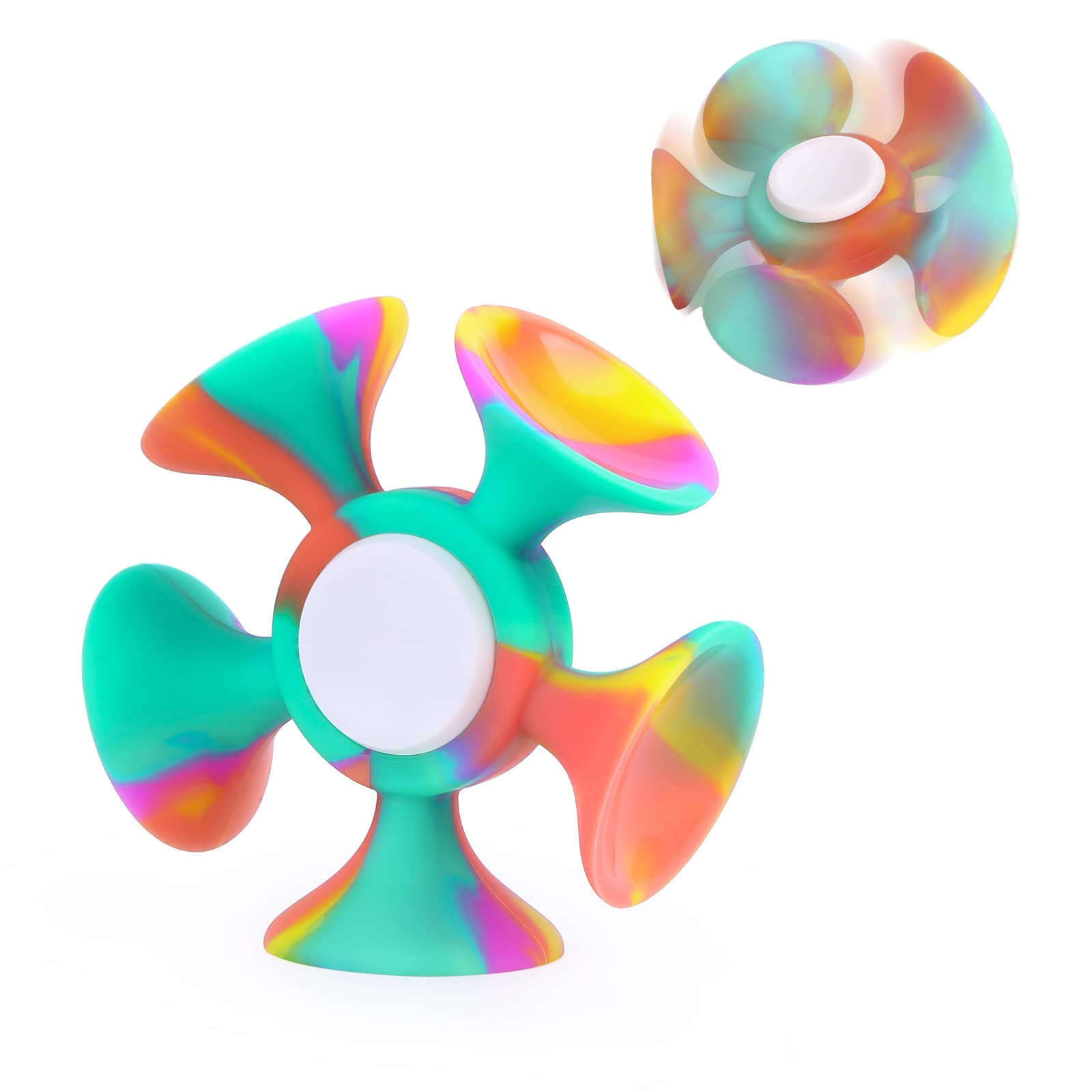 Premium Fidget Spinners with Suction Cups - High-Speed Bearing Sensory Toys for Stress & Anxiety Relief - Bulk Pack of Silicone Hand Fidgets for Adults & Kids (Orange) - Perfect for Office, Classroom, ADHD, and Autism Therapy