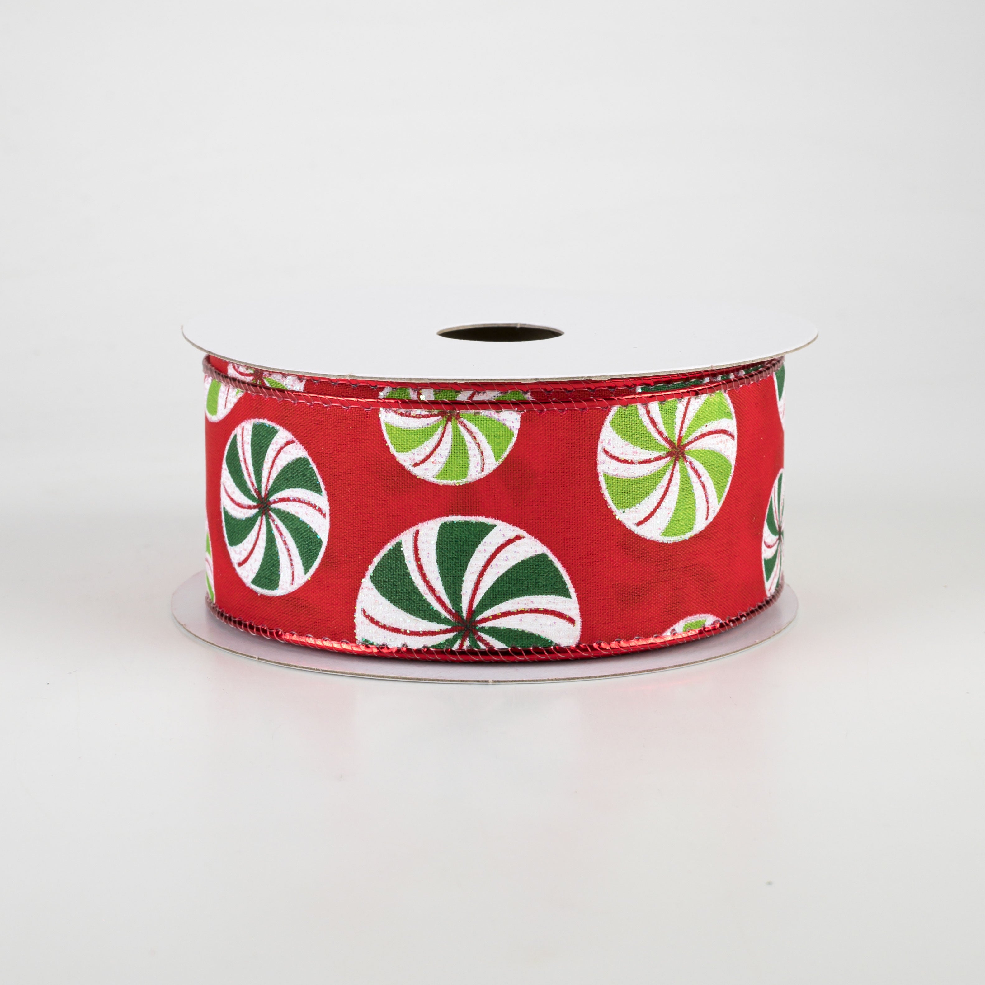 1.5 Inch Peppermint Polka Dot Red Satin Ribbon - 10 Yards Bulk Roll for Gift Wrapping, DIY Crafts, Hair Bows, Christmas Decorations and Party Favors