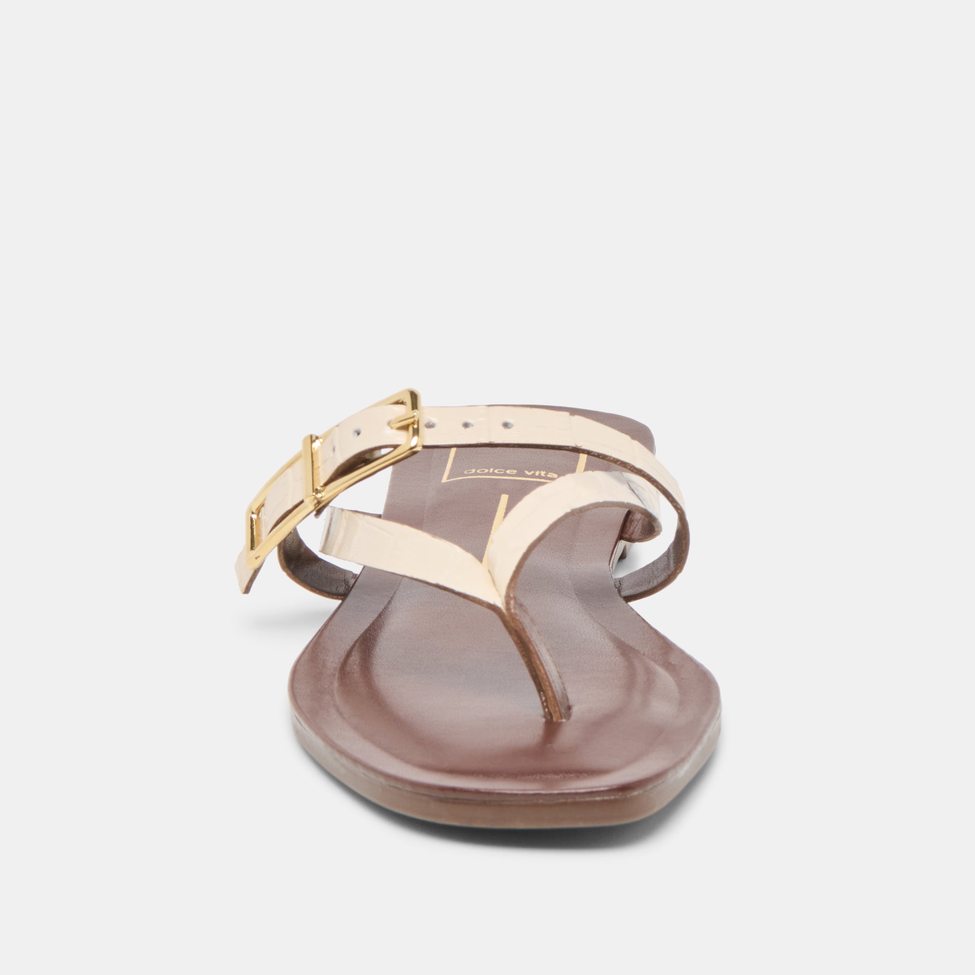 PIERS Women's Beige Crocodile Embossed Leather Sandals - Comfortable & Stylish for Summer, Beach, and Casual Outings