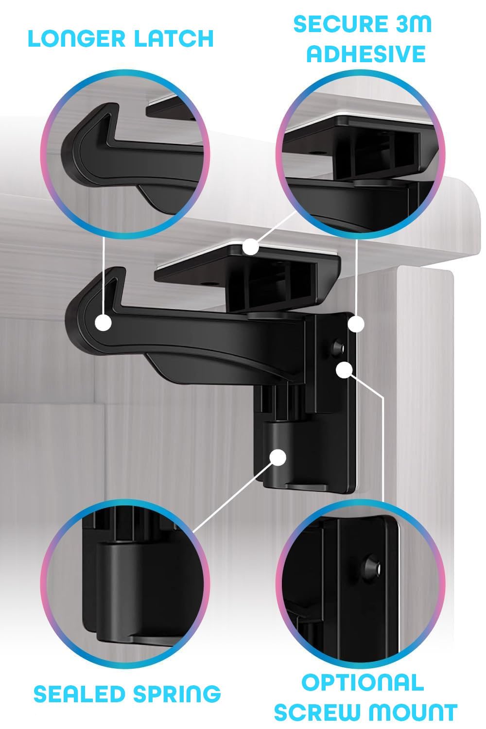 Baby Proof Cabinet Locks (12 Pack) - No Drill Invisible Child Safety Locks for Drawers & Cabinets - Easy Installation, No Tools Needed - Perfect for Kitchen, Bathroom & Nursery Childproofing