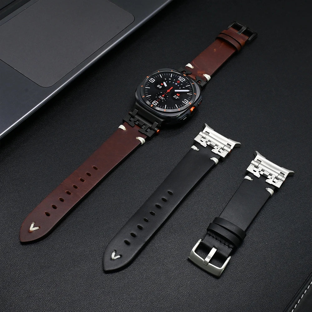 Premium Genuine Leather Band for Samsung Galaxy Watch Ultra - Stylish & Durable Replacement Strap for Workouts, Office & Everyday Wear
