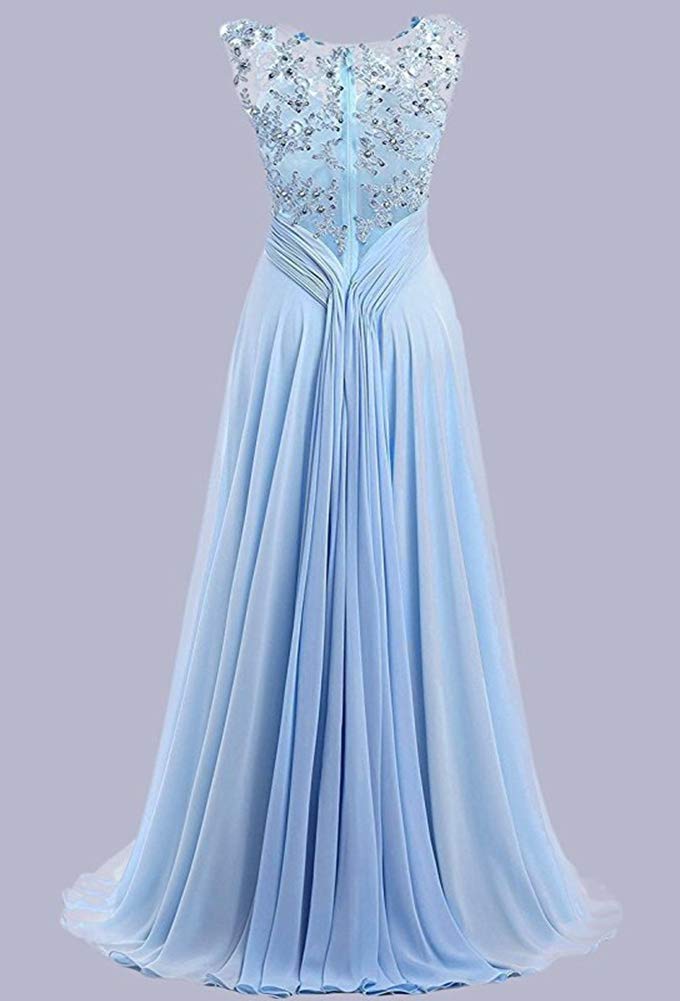 Elegant Long Beaded Chiffon Bridesmaid Dress for Women - Formal Prom Gown for Weddings, Parties & Special Occasions