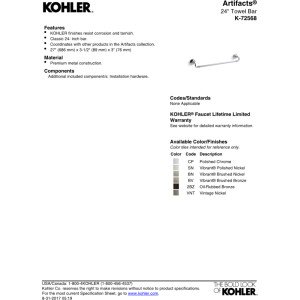 Kohler K-72568-2BZ Artifacts 24-Inch Oil-Rubbed Bronze Towel Bar - Premium Bathroom Accessory for Modern & Traditional Bathrooms, Spa, Hotel & Home Decor