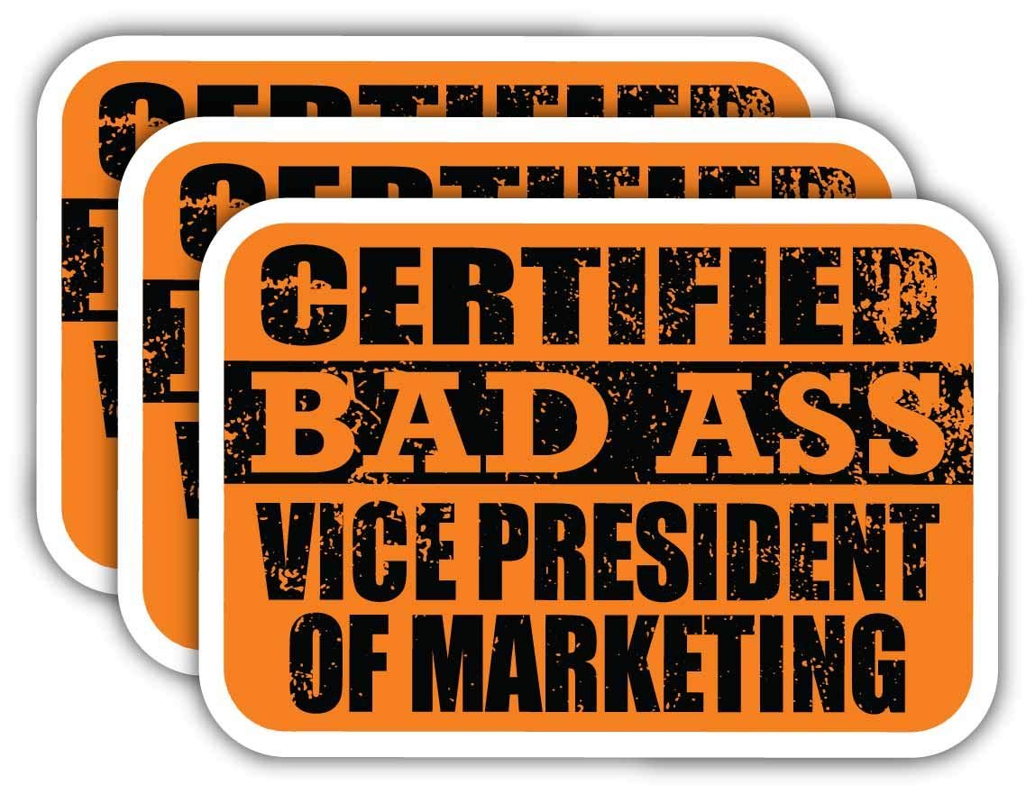Certified VP Marketing Stickers - Funny Job Gift - 3M Vinyl Decals for Laptop & Car