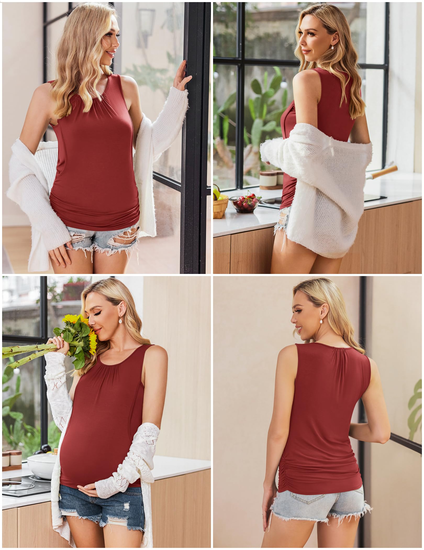 Ekouaer Women's Nursing Tank Tops 3 Pack - Breathable Maternity Shirts for Breastfeeding, Double Layer Pregnancy Clothes (S-XXL) - Perfect for Nursing, Lounging & Everyday Wear