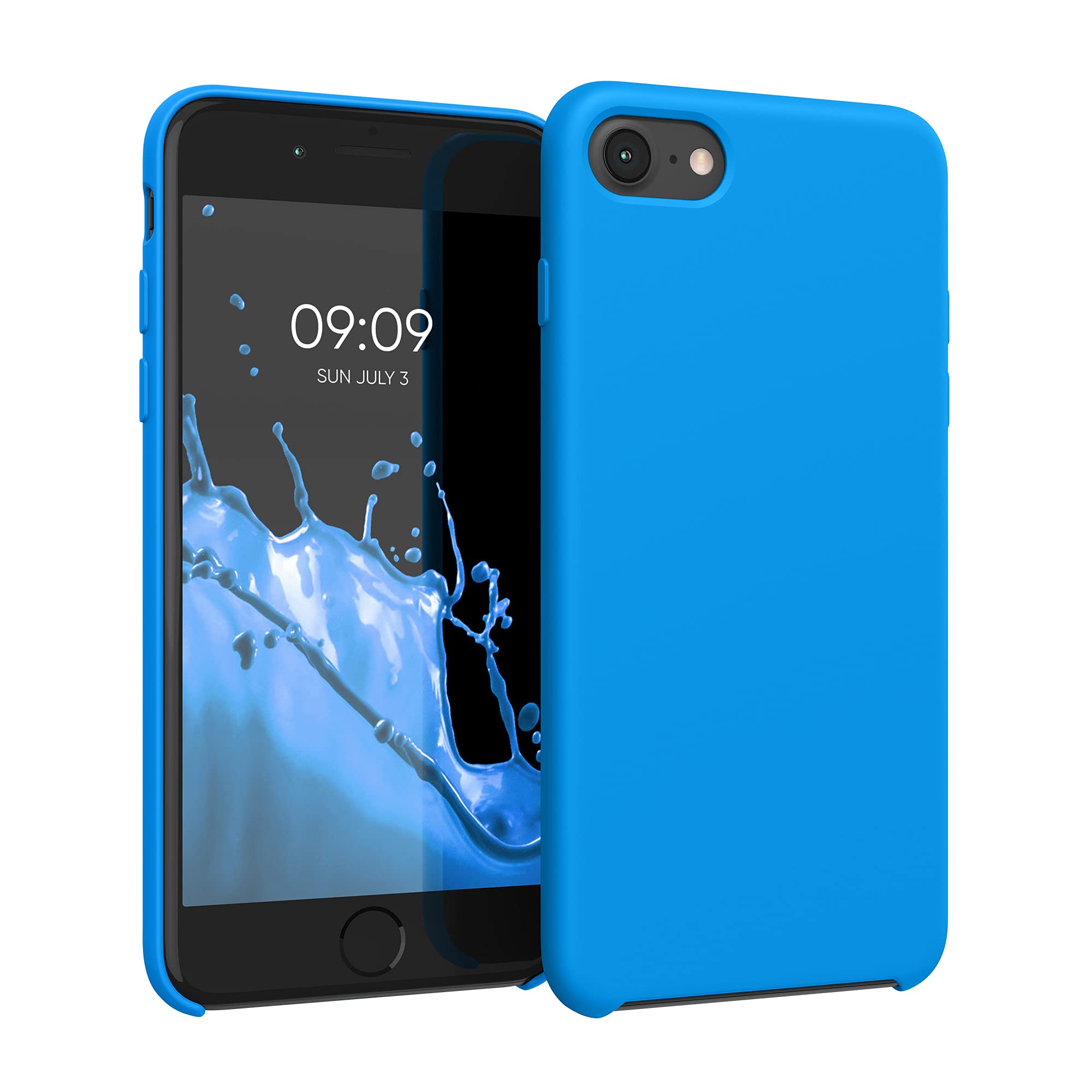 kwmobile Ultra Slim TPU Silicone Case for Apple iPhone SE 2022/2020, iPhone 8/7 - Soft Protective Phone Cover in Radiant Blue - Perfect for Everyday Use & Drop Protection