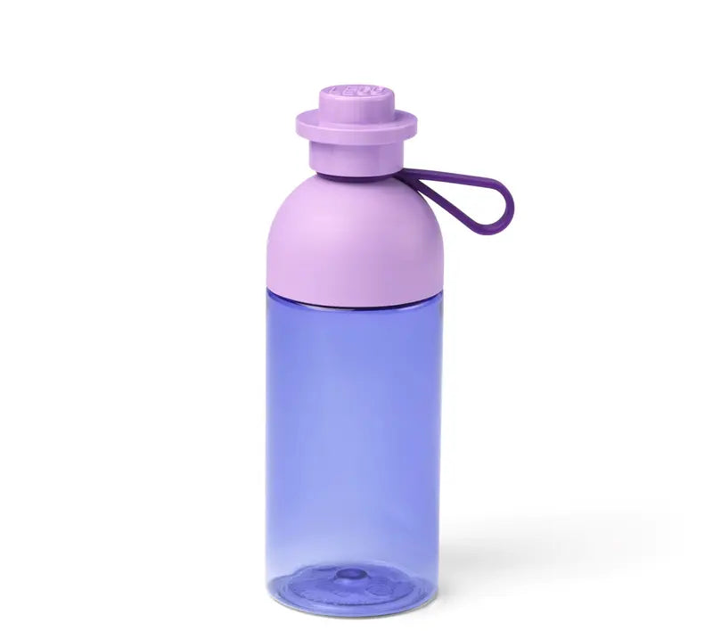 LEGO Compatible 0.5L Transparent Lavender Water Bottle - BPA Free Kids Sports Bottle for School, Gym & Outdoor Activities