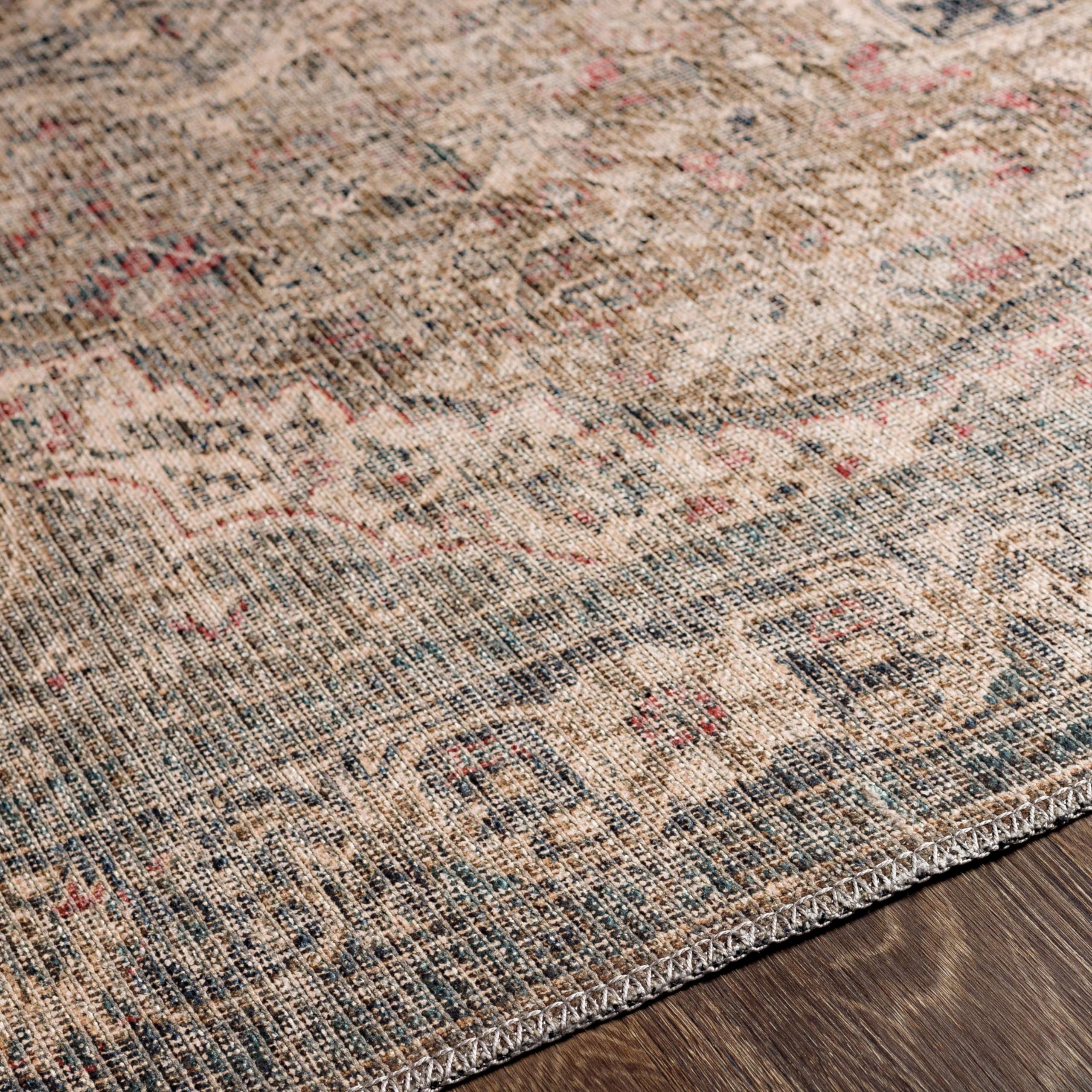 Mark&Day Washable Rugs 9x12 - Traditional Camel Area Rug in Brown & Cream | Machine Washable Living Room, Bedroom & Kitchen Carpet (9'3