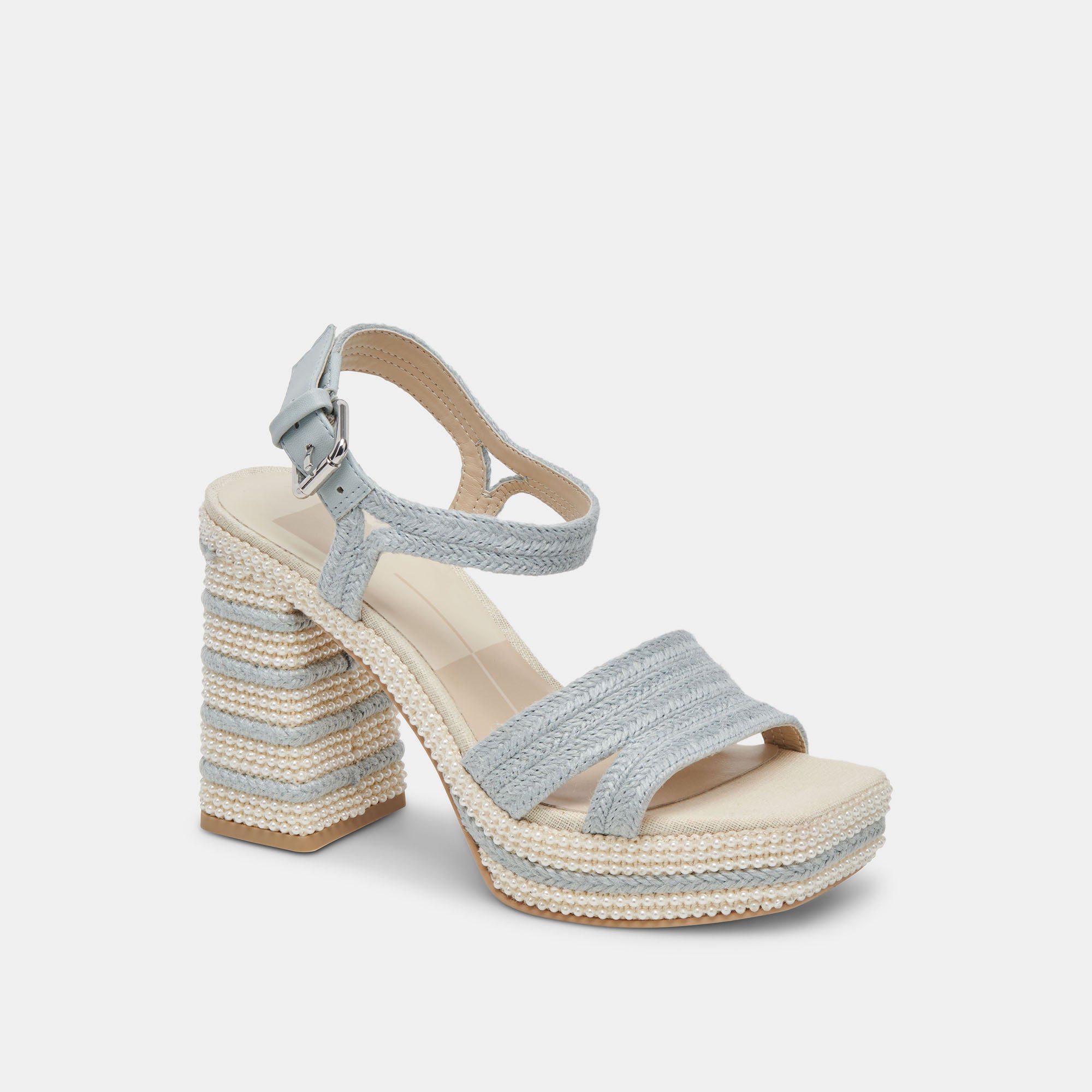 ANIRA Pearl Heels - Elegant Light Blue Pearl Embellished High Heels for Women | Perfect for Weddings, Parties & Special Occasions