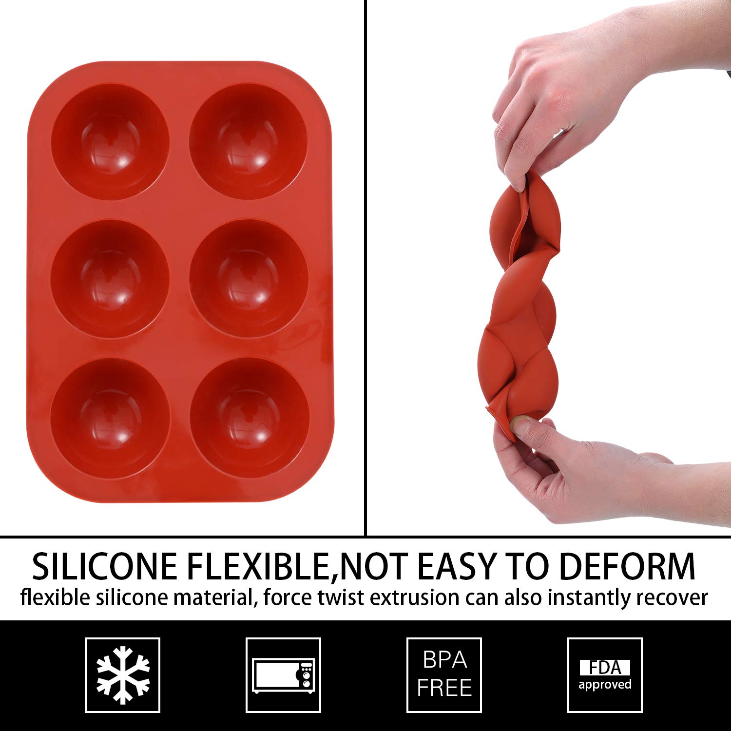 4-Piece Silicone Baking Mold Set for Dome Mousse Cake, Hot Chocolate Bombs & Handmade Soap - 6 Holes Semi Sphere Chocolate Molds for DIY Desserts, Hot Cocoa Balls, Jelly Dome Cakes - Perfect for Holiday Baking, Party Treats & Homemade Gifts