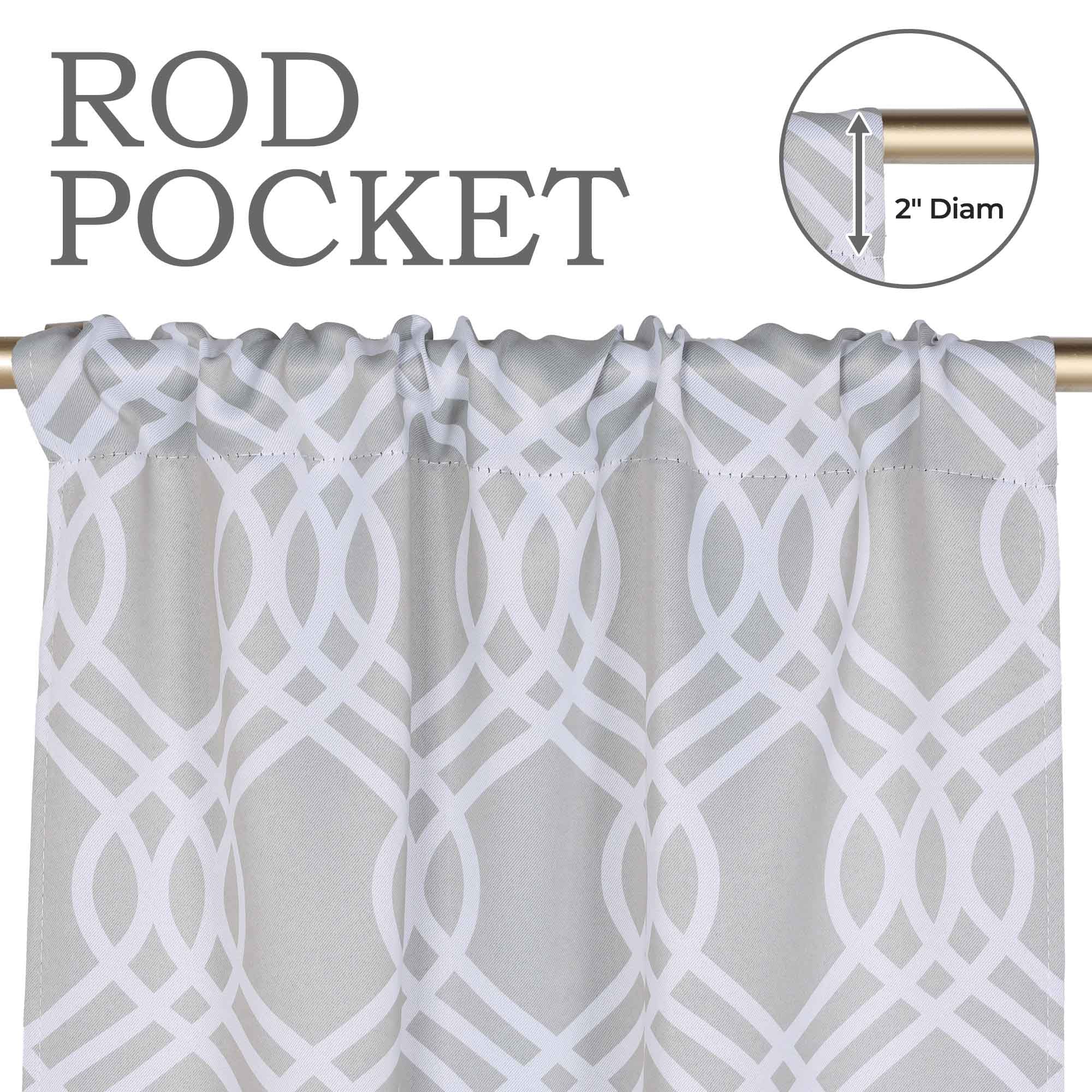 Washable Blackout Curtains with Ribbon Trellis Design - Room Darkening Window Treatment for Bedroom & Living Room - Thermal Insulated Drapes for Better Sleep and Energy Efficiency