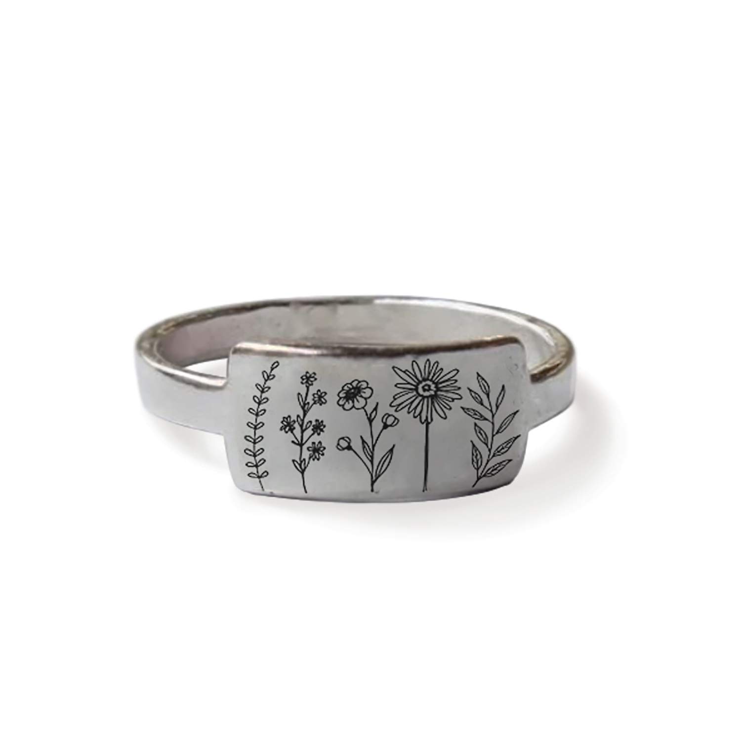 SIMONLY Wildflower Ring for Women - 925 Sterling Silver Floral Nature Jewelry, Perfect for Gifts, Weddings & Everyday Wear