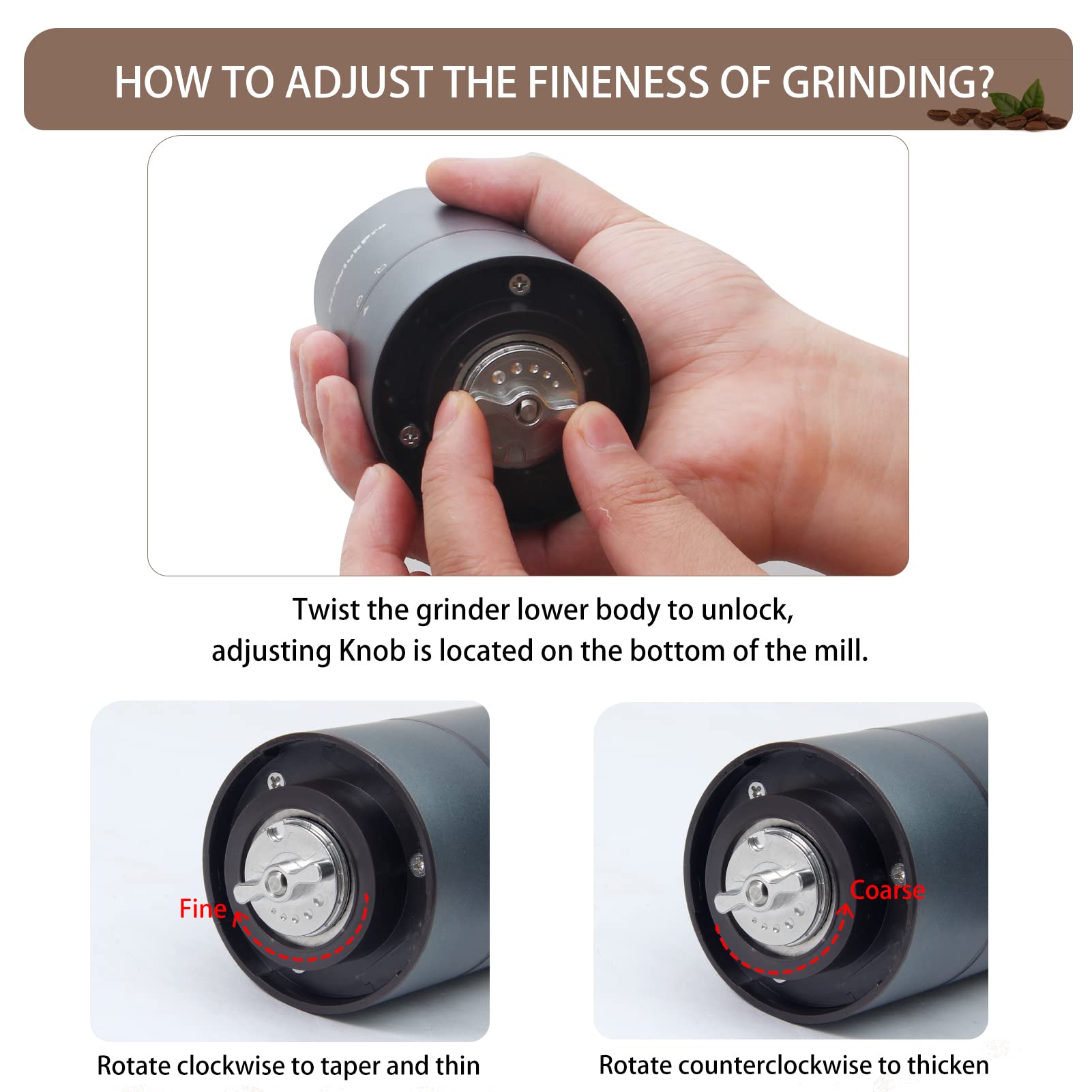 Premium Electric Conical Burr Coffee Grinder - Portable Stainless Steel Coffee Mill with Adjustable Grind Settings for Espresso, Drip & Pour Over - Perfect for Home Baristas & Coffee Enthusiasts - Ideal for Kitchen, Office & Camping Use