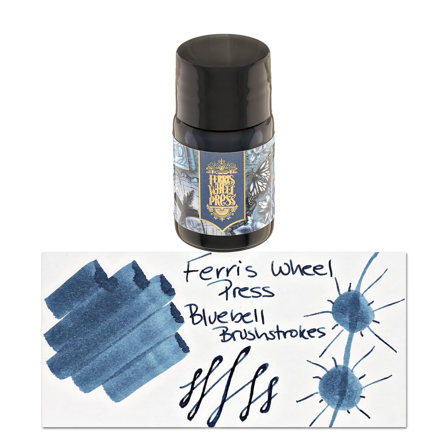 Ferris Wheel Press Bluebell Brushstrokes Bottled Ink - 10 mL Fountain Pen Ink for Calligraphy, Journaling & Artistic Writing - Perfect for Hand Lettering, Sketching & Creative Projects
