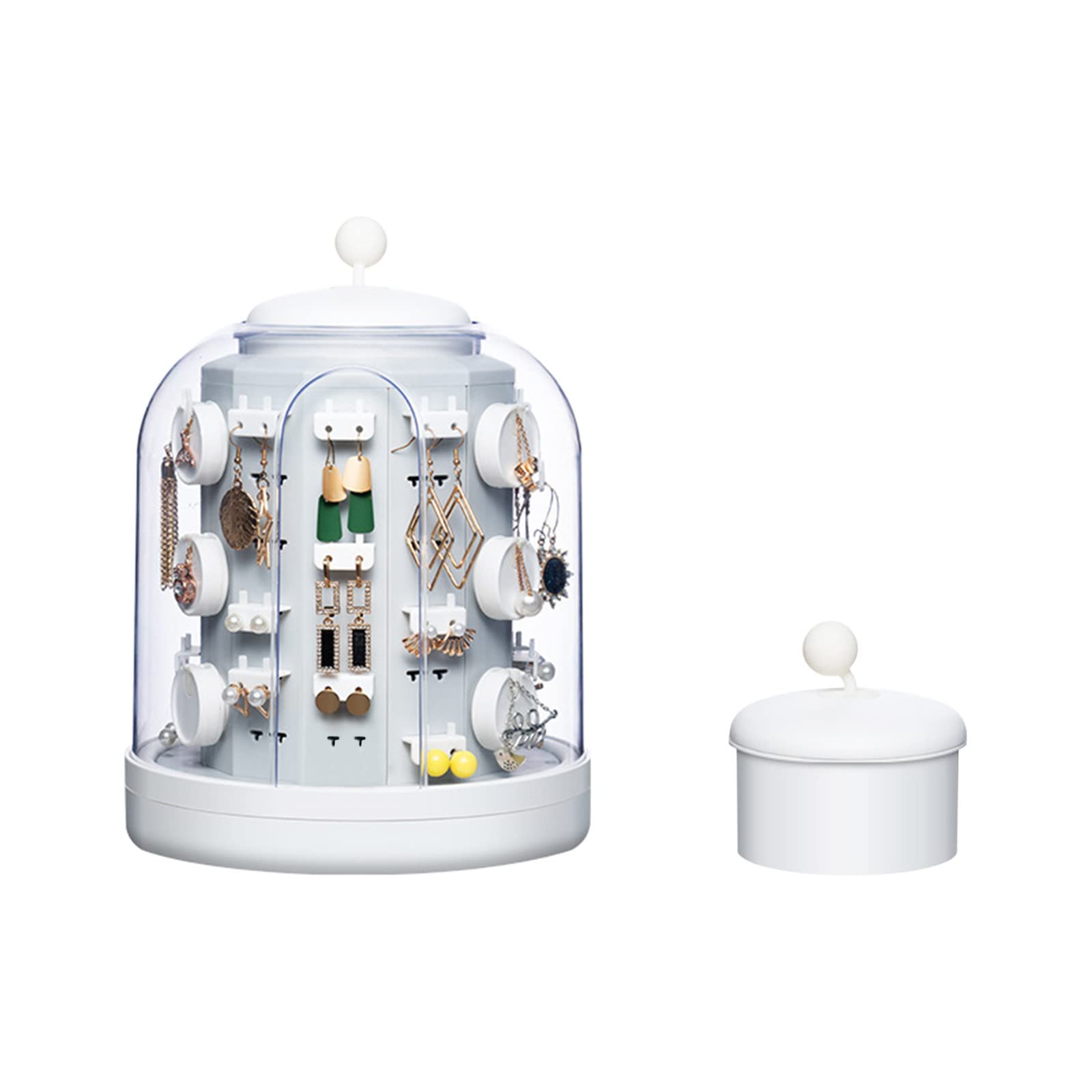Comigeewa Clear Jewelry Organizer Box - Hanging Necklace & Earrings Display Stand with Transparent Shelves for Earring Storage (Perfect for Bedroom, Jewelry Store & Travel Accessories)