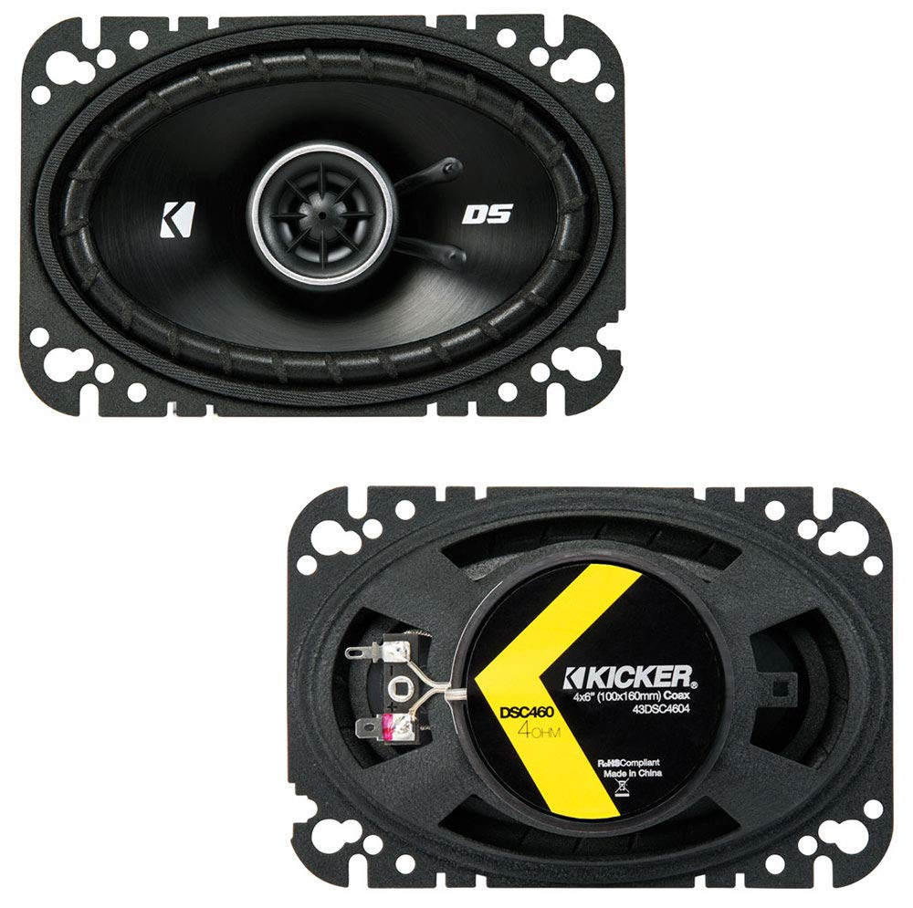 Kicker Speaker Replacement & Harmony HA-A400.4 Amp Audio Bundle - Compatible with 1985-1987 Cadillac Coupe DeVille | Car Audio Upgrade for Enhanced Sound Quality
