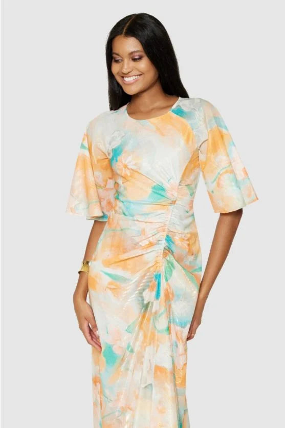 Gloria A-Line Midi Dress - Flowy Orange Summer Dress for Women | Perfect for Beach Vacations, Brunch Dates & Casual Outings