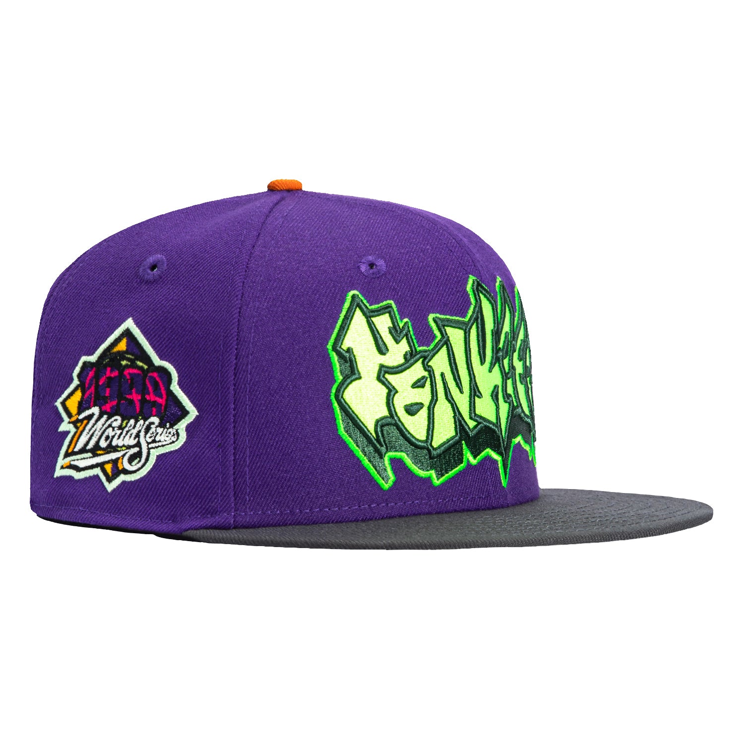 New Era 59Fifty New York Yankees 1999 World Series Patch Graffiti Snapback Cap - Purple & Graphite Color | Vintage Baseball Hat for Yankees Fans, Streetwear Fashion & Sports Collectors