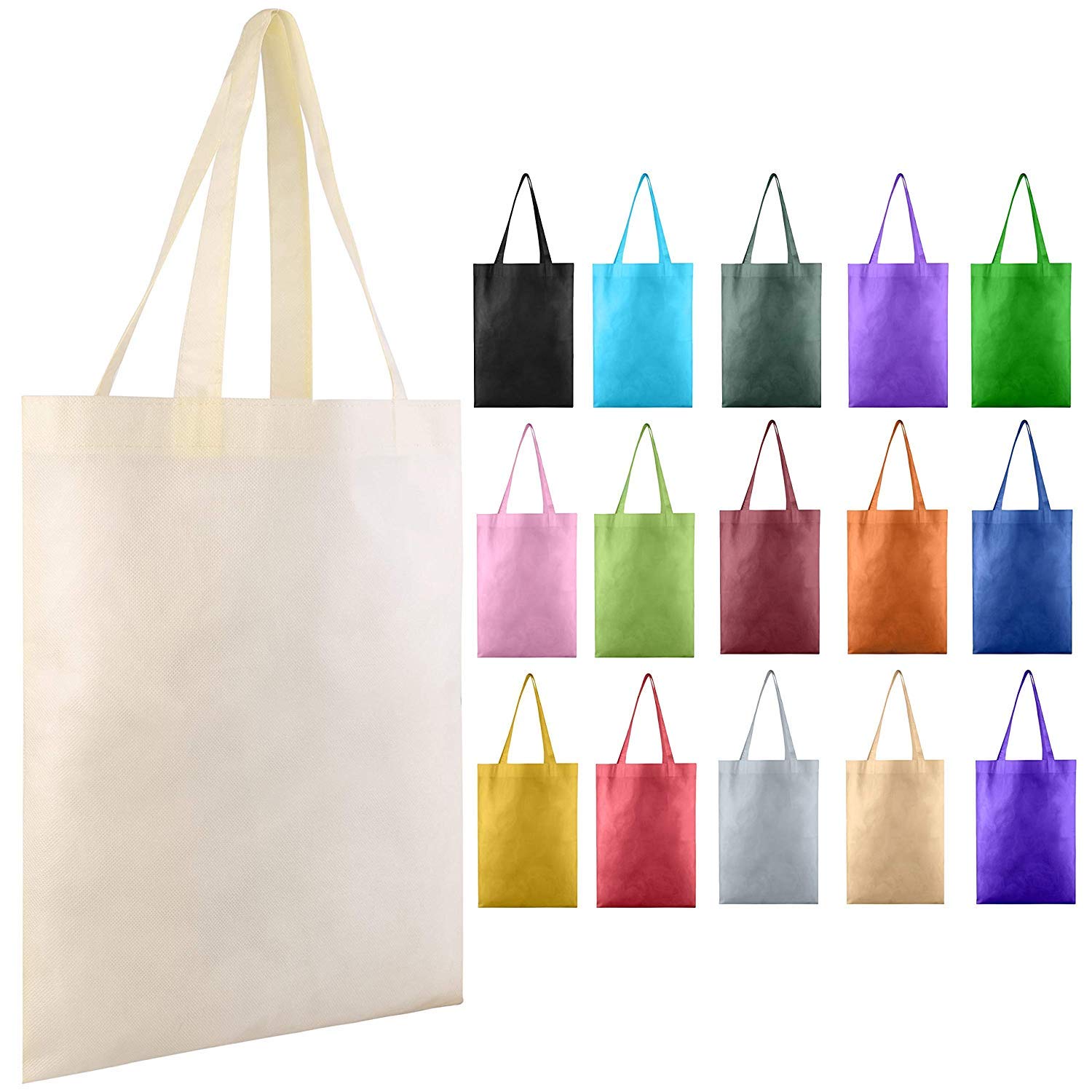 100 Pack Bulk Non-Woven Reusable Tote Bags - 18