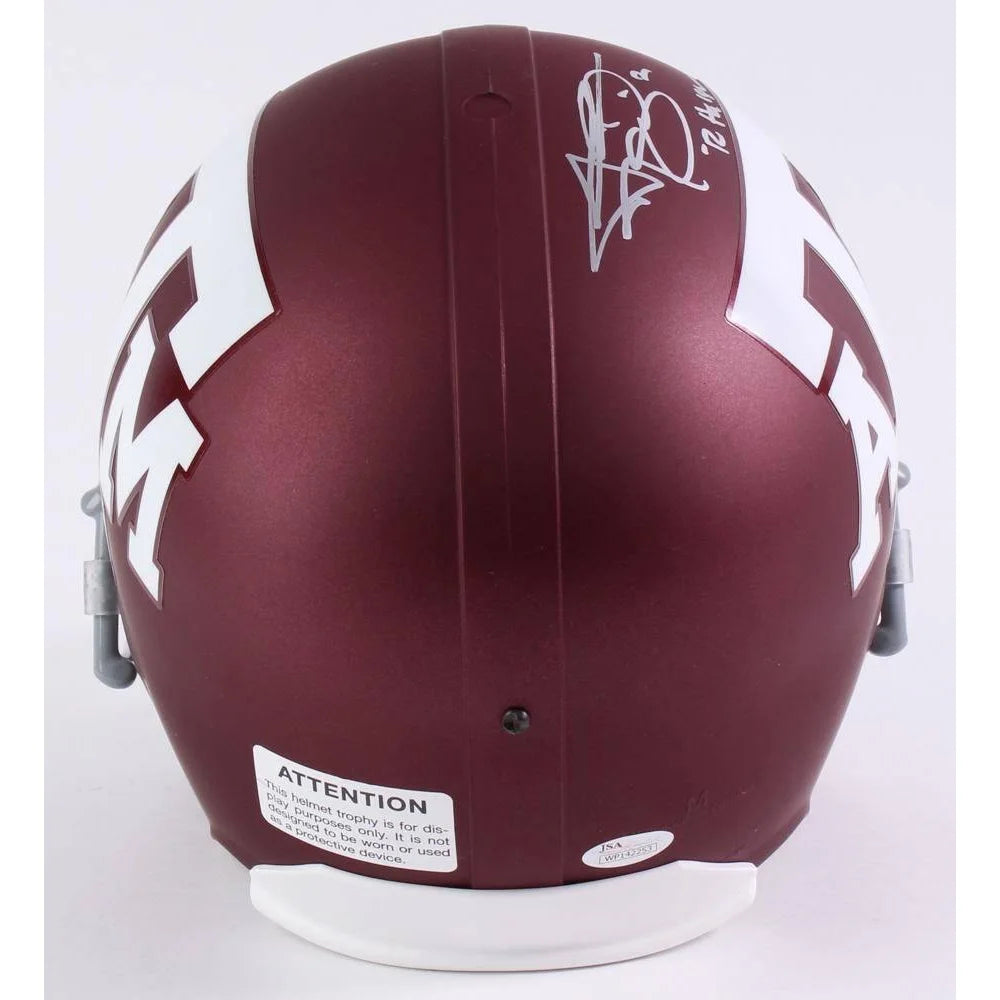 Johnny Manziel Autographed Texas A&M Football Helmet with Heisman Inscription - JSA Certified COA - Perfect for Sports Memorabilia Collectors & Aggies Fans Display