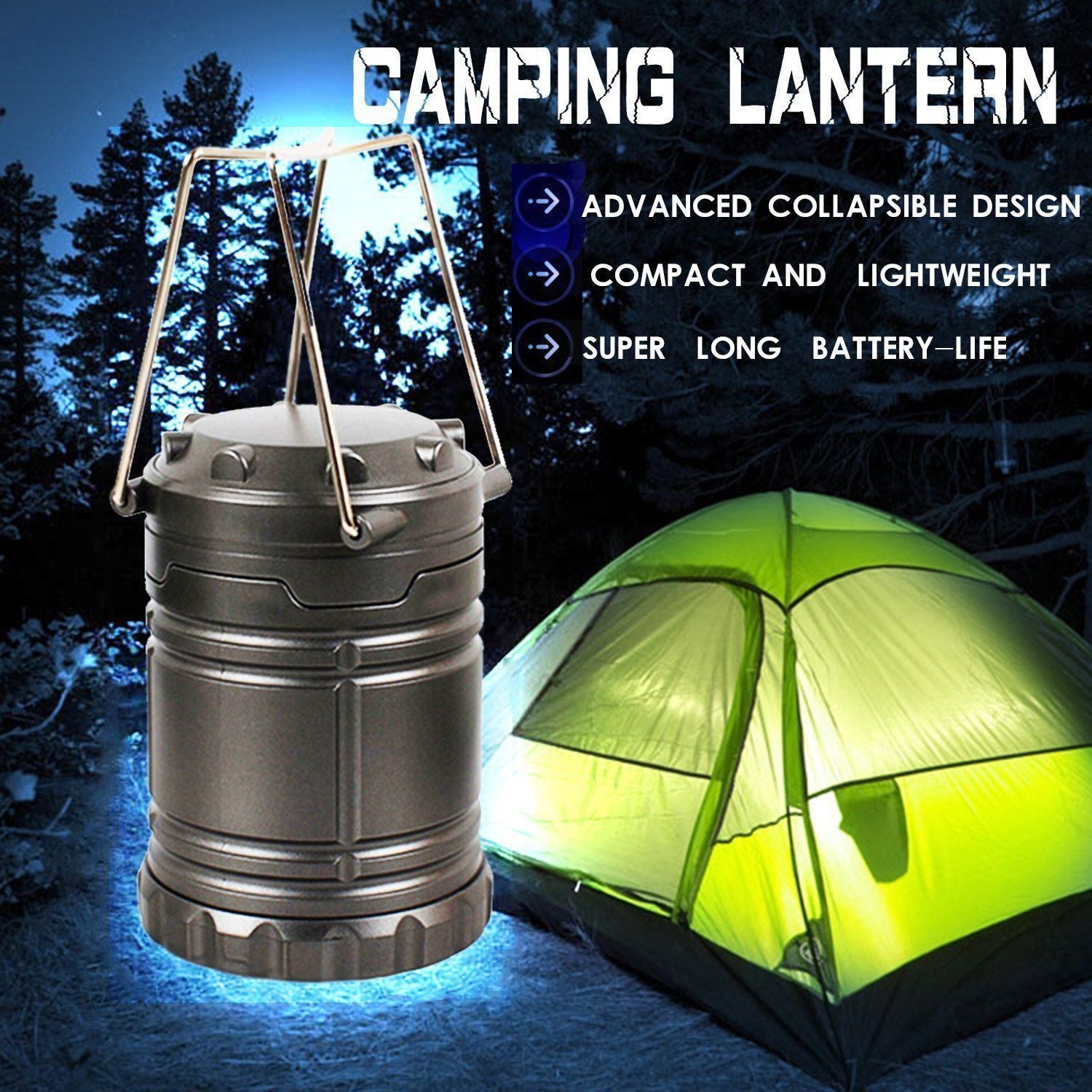 Tactical Flashlight Lantern - Bright LED Camping Light for Hiking, Emergency, Outdoor Adventures & Power Outages