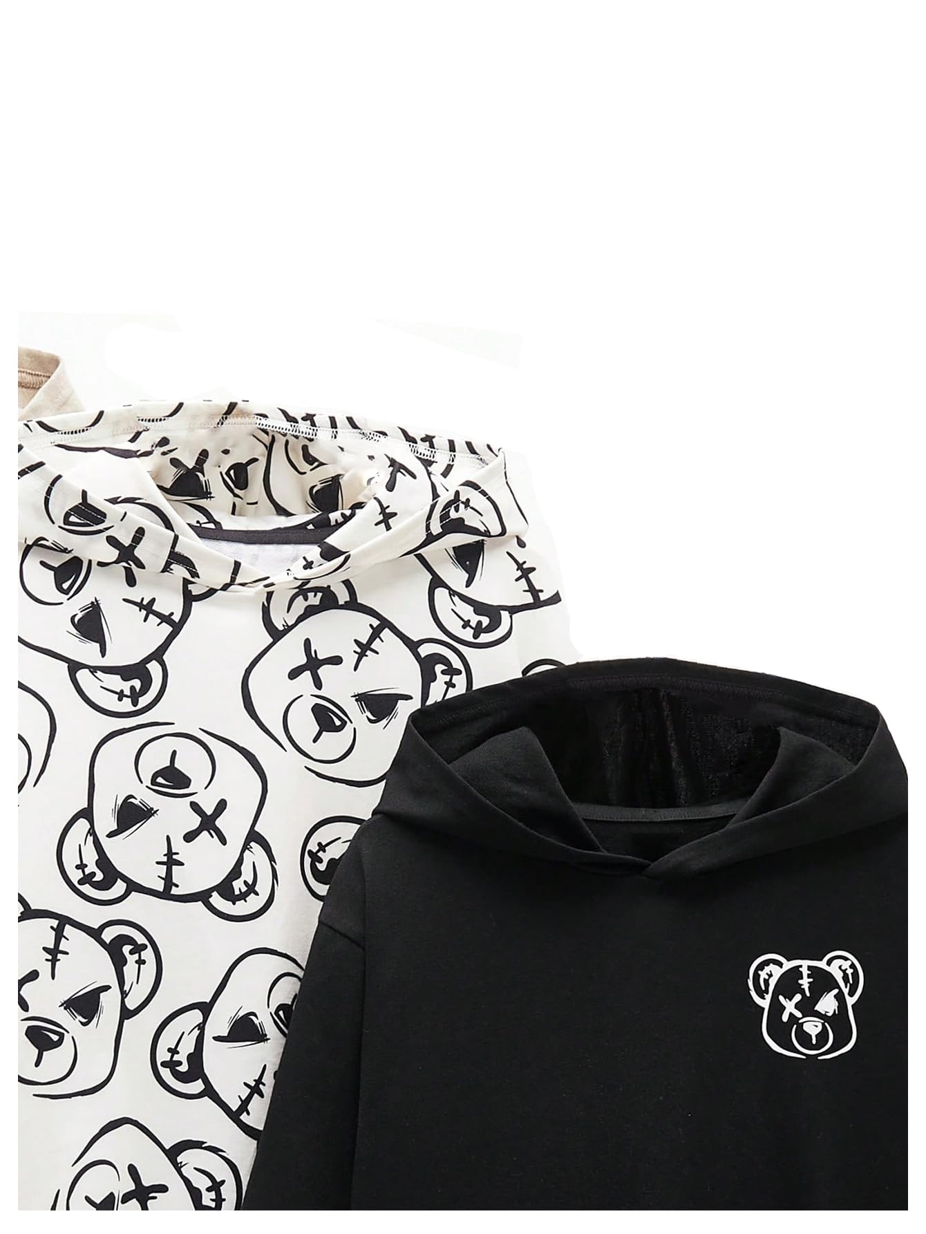 SweatyRocks Boys Graphic Hoodies 3-Pack - Long Sleeve Drop Shoulder Loose Pullover Sweatshirts for Teens | Trendy Streetwear & Casual Outfit for School, Gaming & Everyday Wear