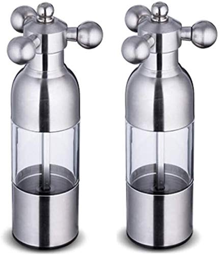 Premium Stainless Steel Salt and Pepper Grinder Set - 2-Piece Manual Mill with Ceramic Grinding Mechanism, 21cm Silver - Perfect for Kitchen Seasoning, Dining Table, BBQ & Gourmet Cooking Gifts