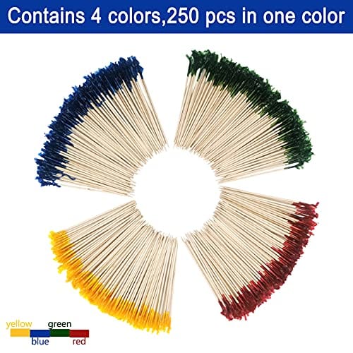 Blue Wooden Frill Picks - 4 Inch Cocktail Toothpicks (Pack of 1000) for Fruit, Appetizers, Sandwiches - Perfect for Parties, Weddings & Home Entertaining