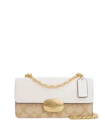 Coach Eliza Flap Crossbody Bag in Signature Canvas - Stylish & Compact Handbag for Women, Perfect for Everyday Use, Work, and Travel