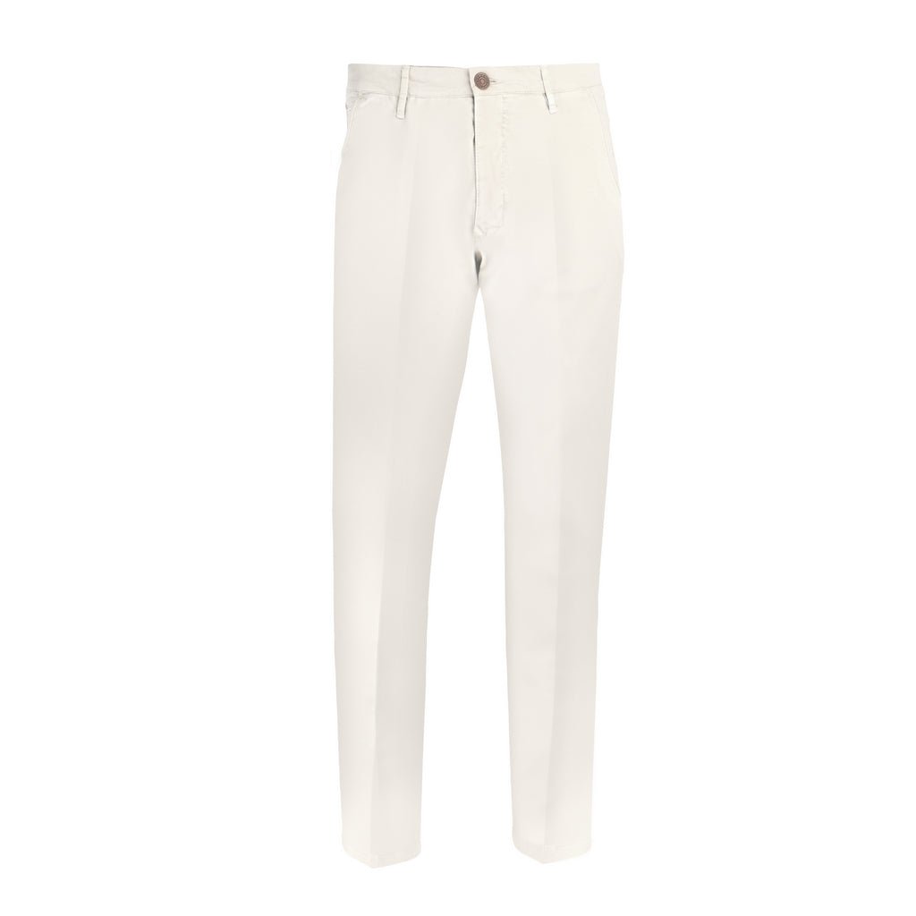 FRADI Men's Satin Cotton Stretch Chino Pants - Comfortable Slim Fit Stretchable Casual Dress Pants for Work, Office & Business | ECRU Regular Fit