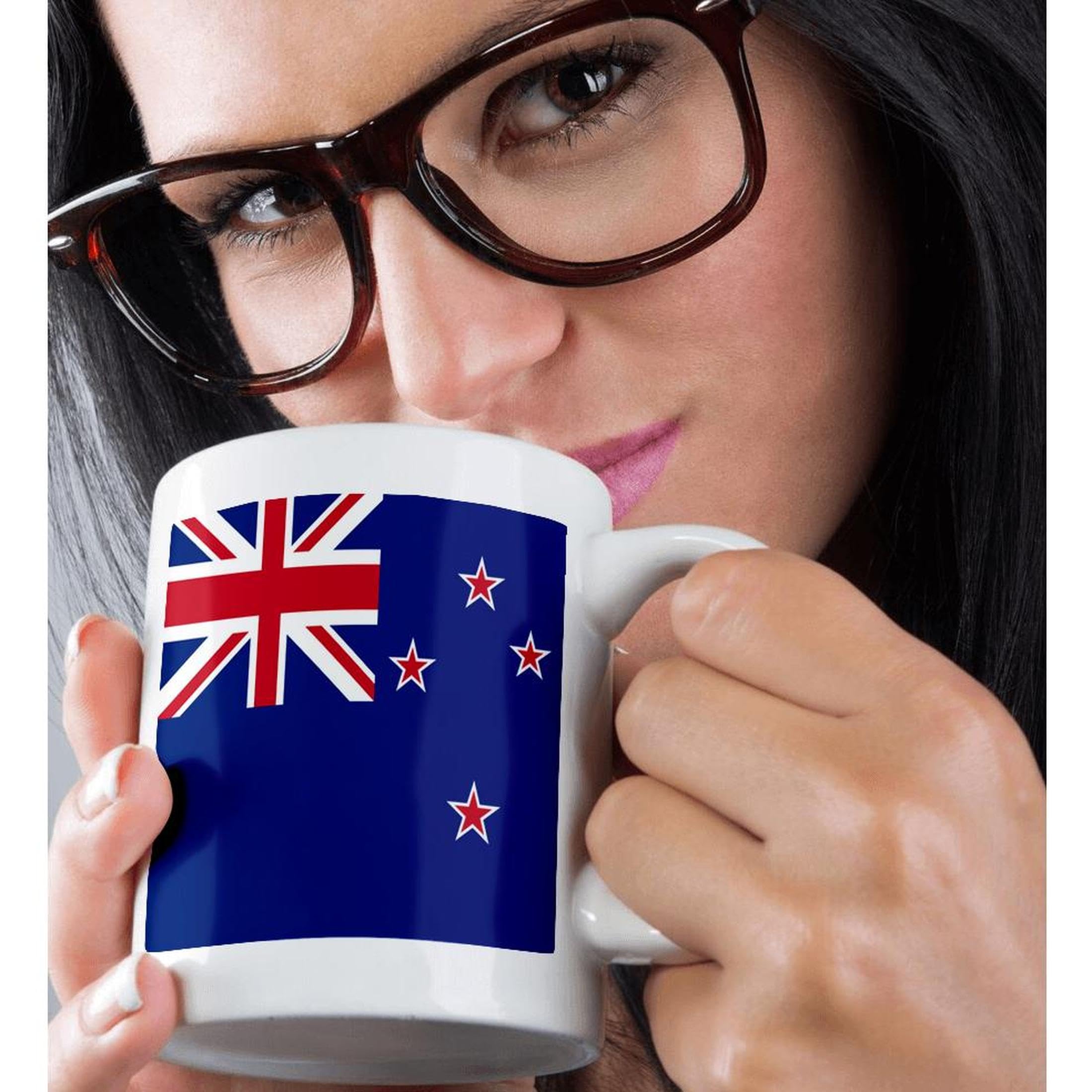 3D Printed New Zealand Flag Ceramic Coffee Mug - 15 oz Insulated Travel Cup for Office, Home & Outdoor Use